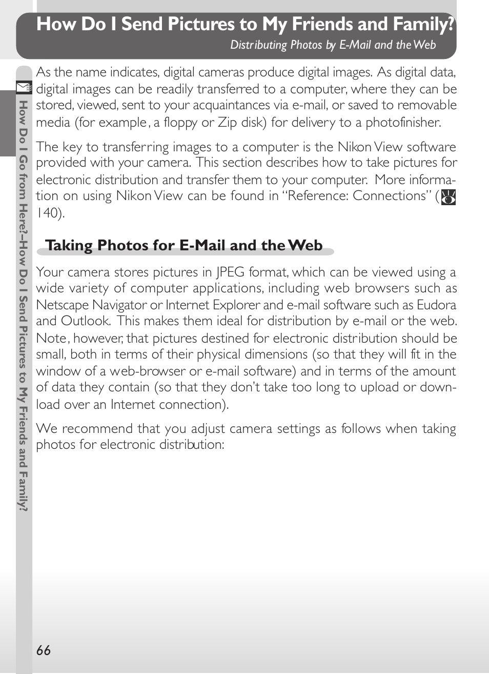How do i send pictures to my friends and family, Taking photos for e-mail and the web | Nikon 775 User Manual | Page 80 / 182