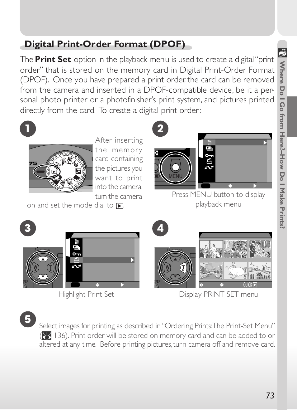 Digital print-order format (dpof), Highlight print set, Display print set menu | Nikon 775 User Manual | Page 87 / 182