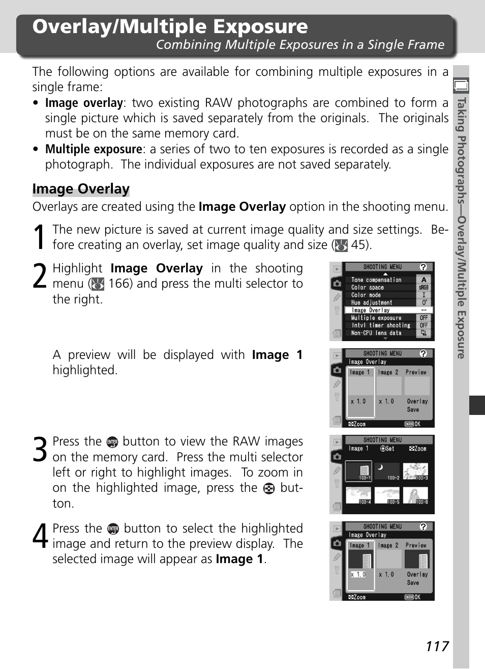 Overlay / multiple exposure | Nikon D2X User Manual | Page 131 / 279