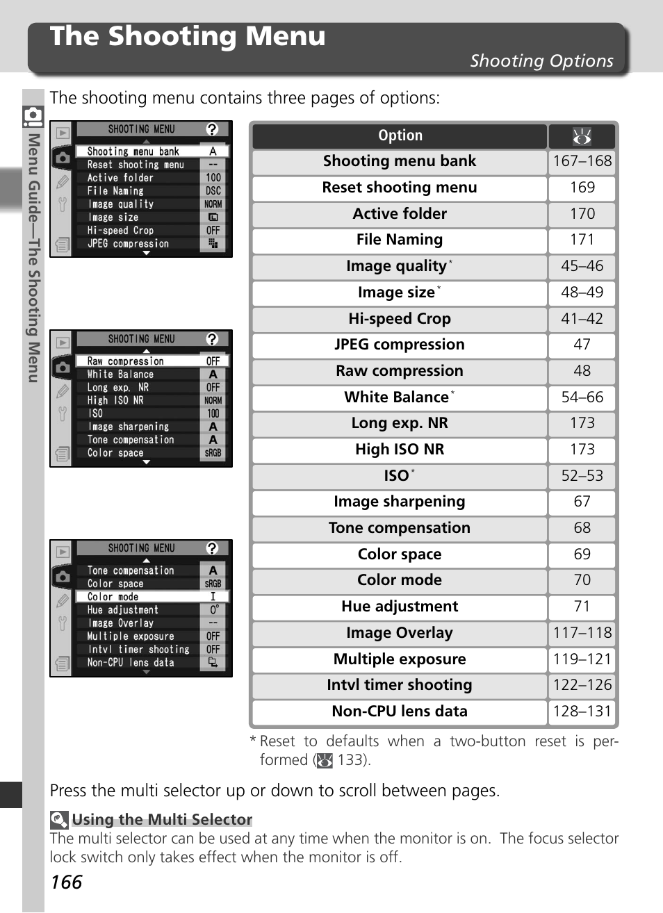 The shooting menu | Nikon D2X User Manual | Page 180 / 279
