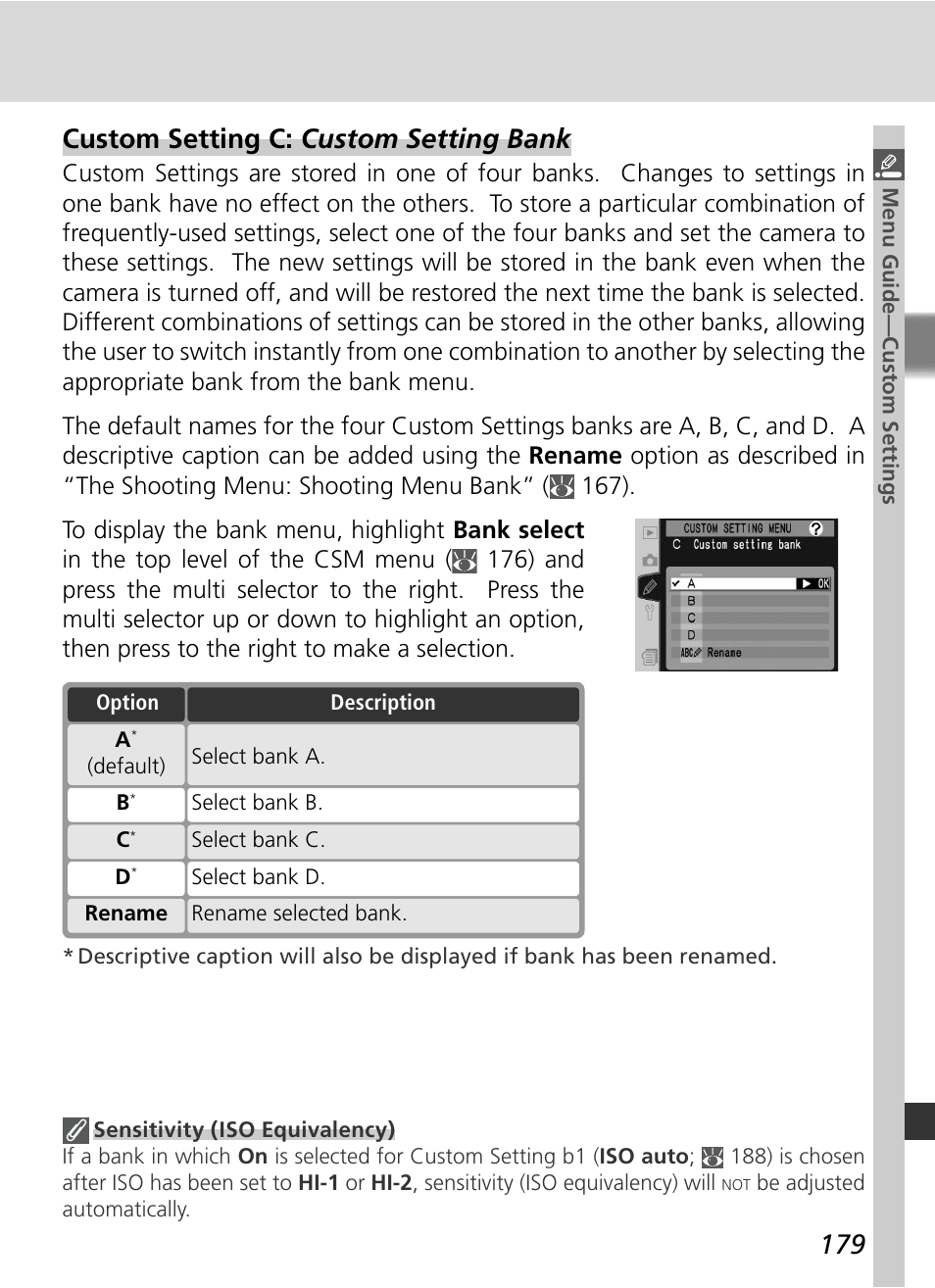 Custom setting c: custom setting bank | Nikon D2X User Manual | Page 193 / 279