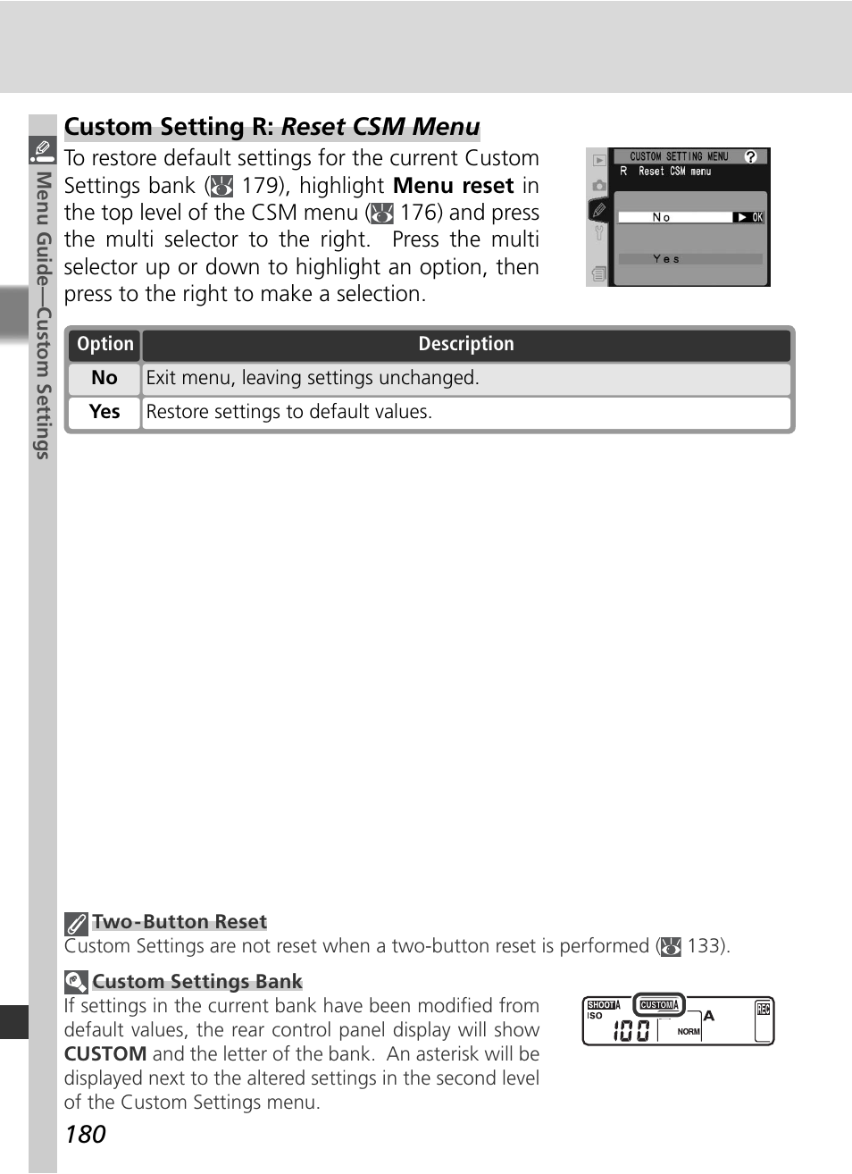 Custom setting r: reset csm menu | Nikon D2X User Manual | Page 194 / 279