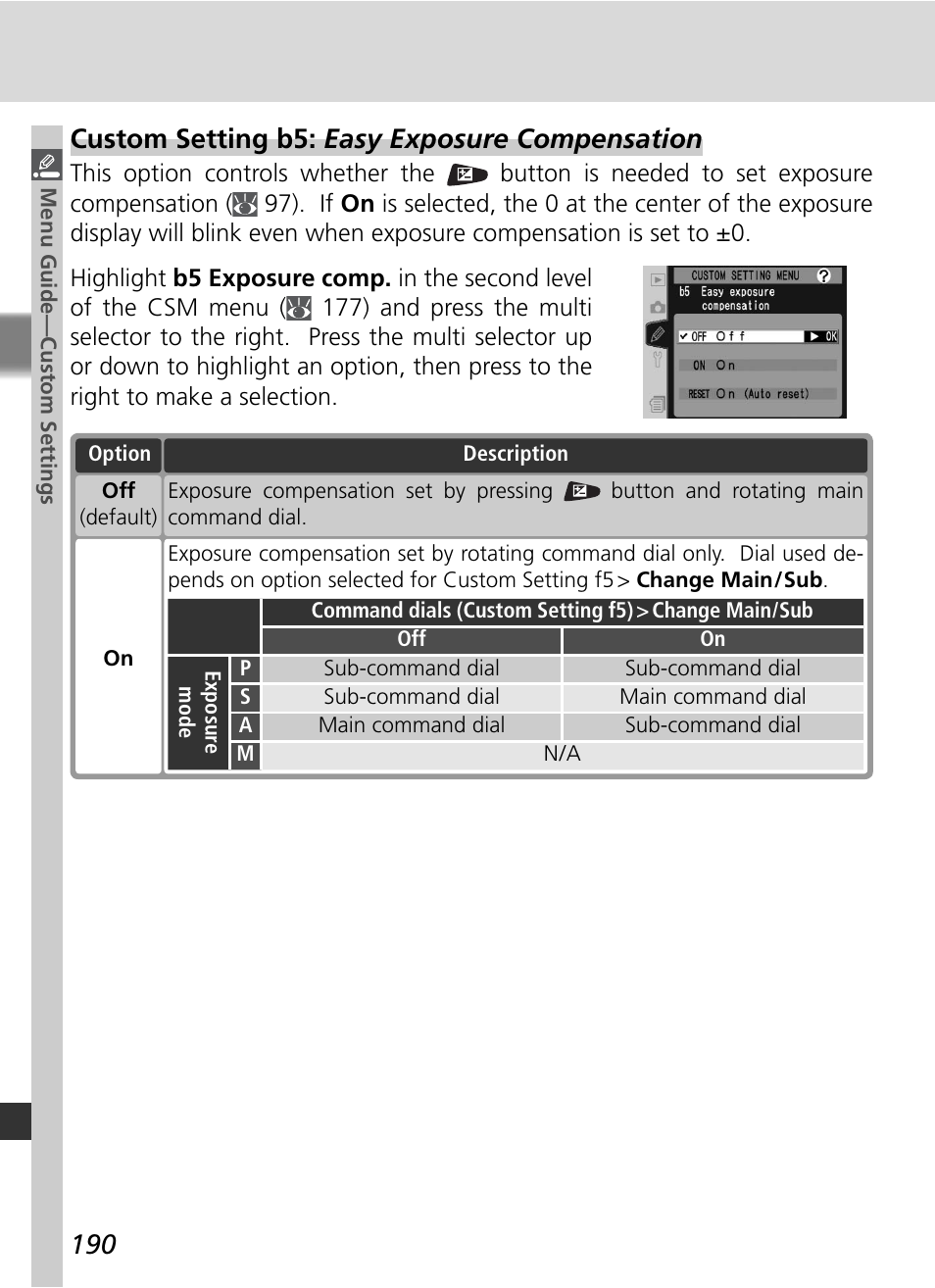 Custom setting b5: easy exposure compensation | Nikon D2X User Manual | Page 204 / 279