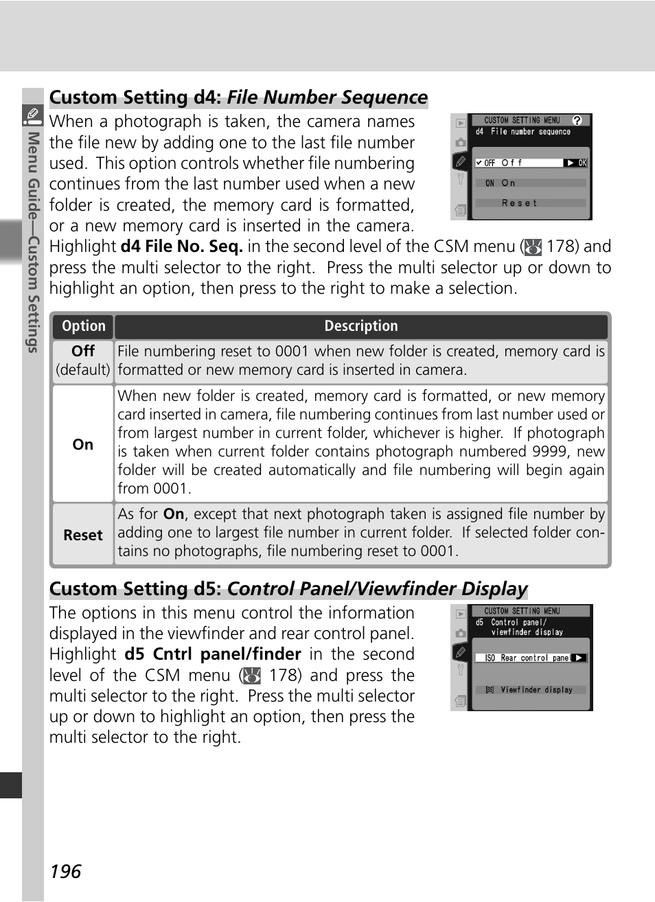 Custom setting d4: file number sequence | Nikon D2X User Manual | Page 210 / 279