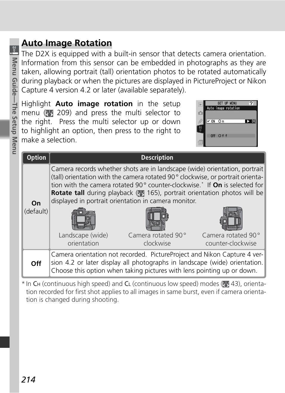Auto image rotation | Nikon D2X User Manual | Page 228 / 279