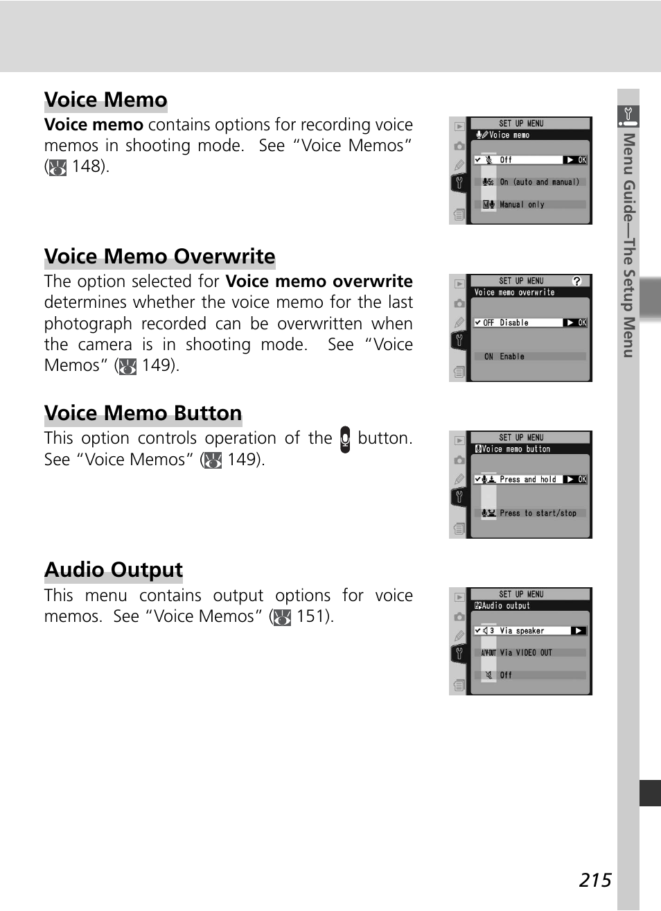 Audio output | Nikon D2X User Manual | Page 229 / 279