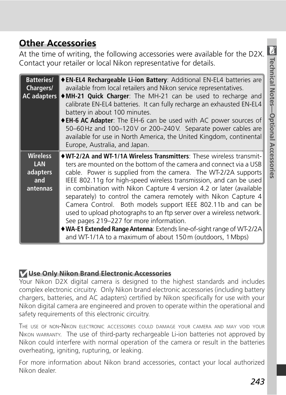 Other accessories | Nikon D2X User Manual | Page 257 / 279