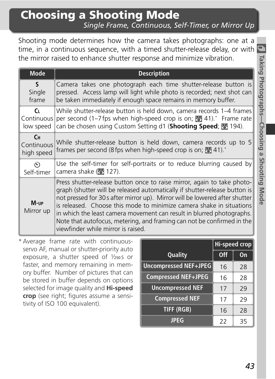 Choosing a shooting mode | Nikon D2X User Manual | Page 57 / 279