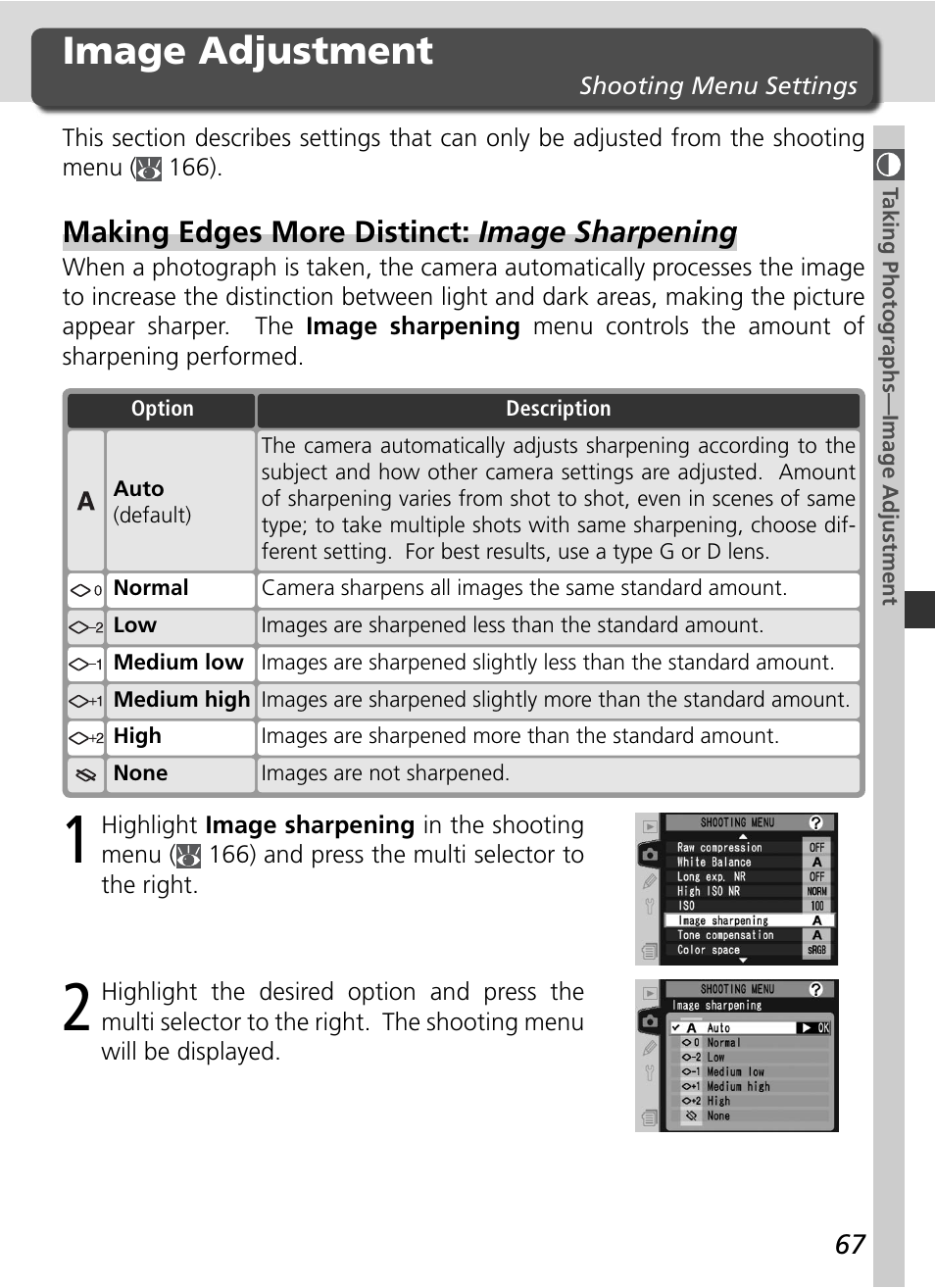 Image adjustment | Nikon D2X User Manual | Page 81 / 279