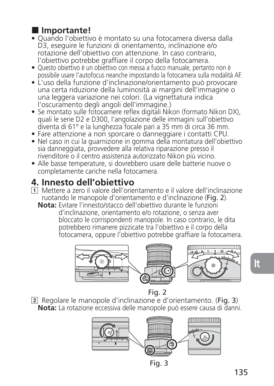 Innesto dell’obiettivo | Nikon PC-E NIKKOR 24mm f-3.5D ED User Manual | Page 135 / 224