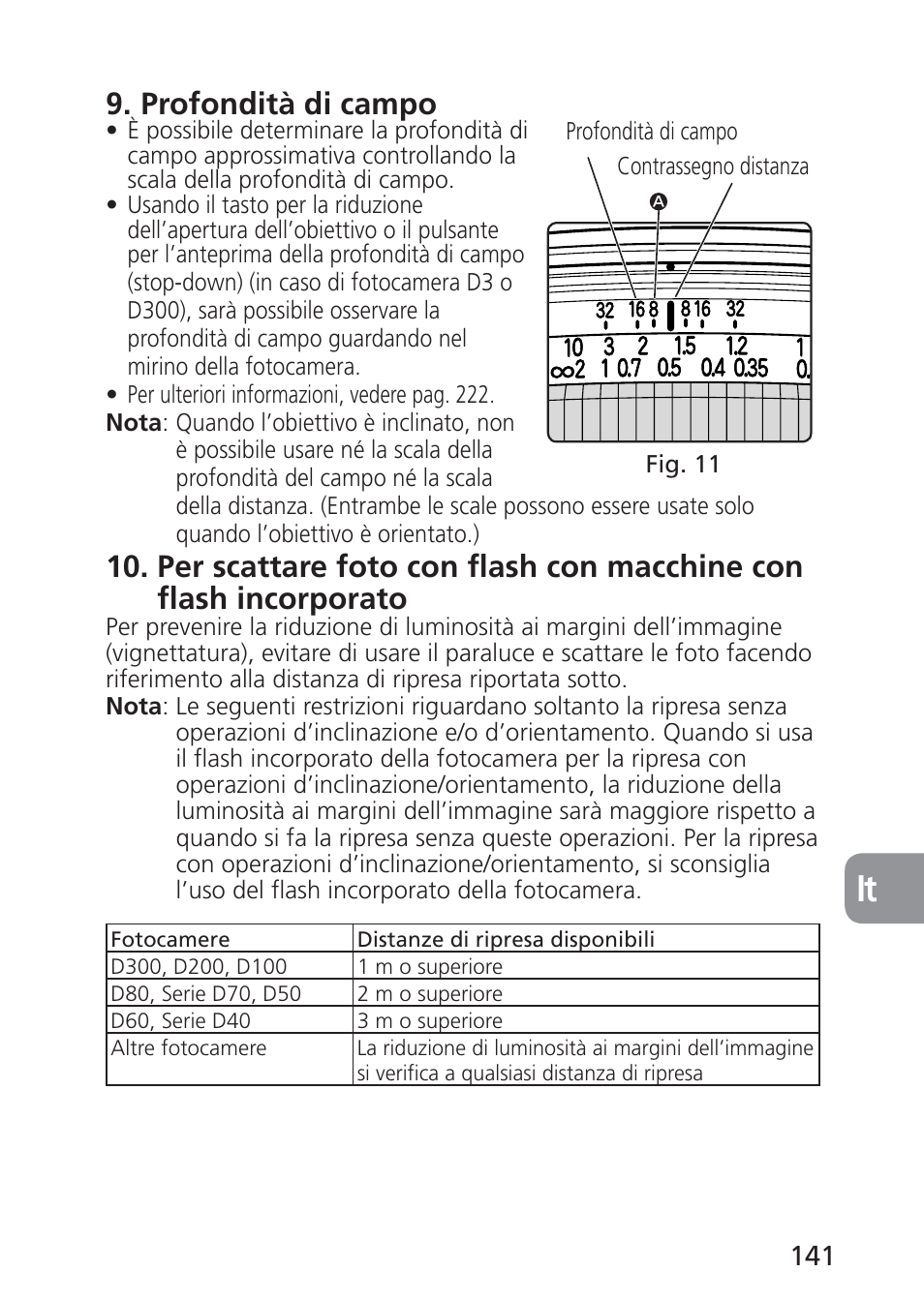 Profondità di campo | Nikon PC-E NIKKOR 24mm f-3.5D ED User Manual | Page 141 / 224