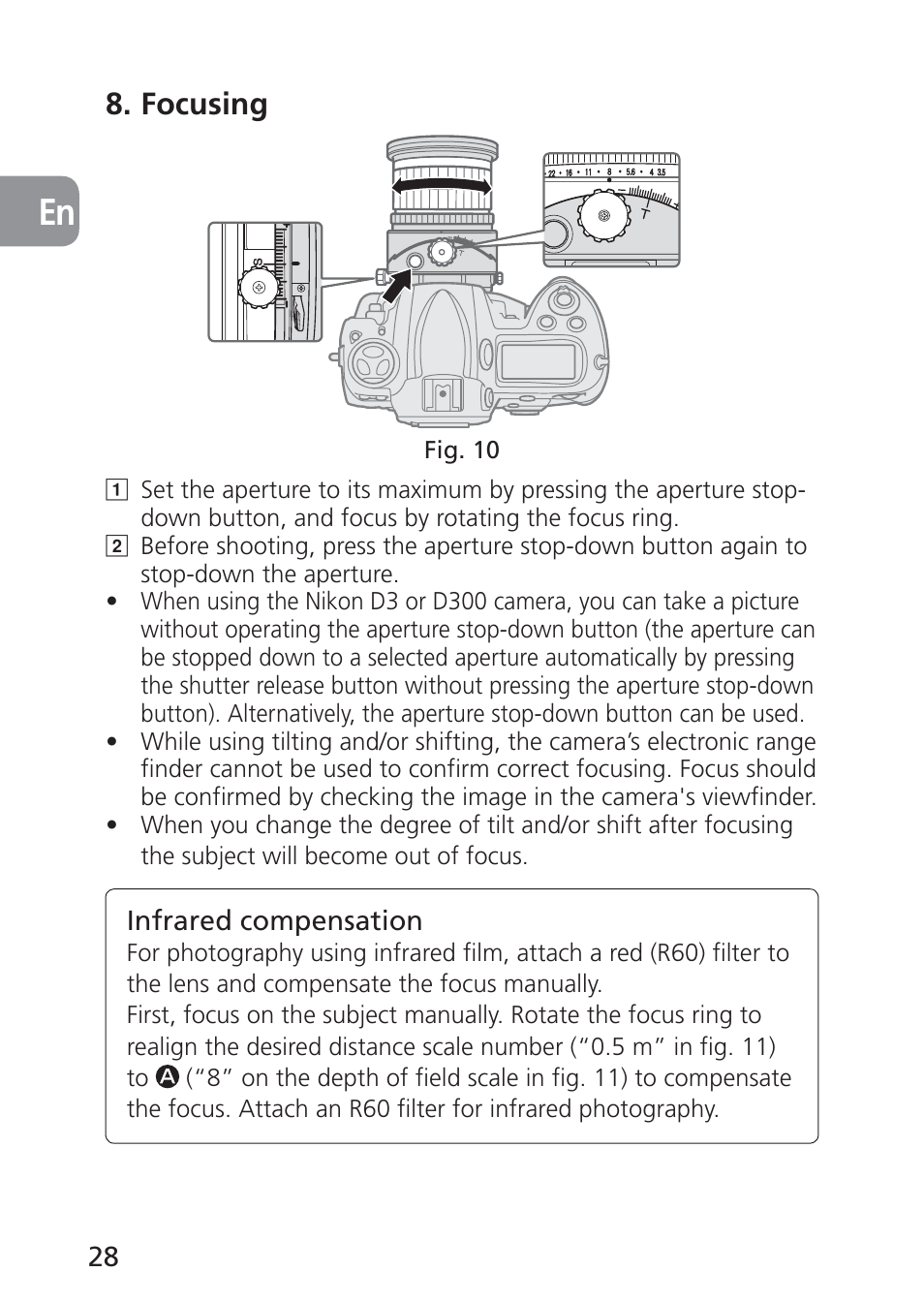 Focusing | Nikon PC-E NIKKOR 24mm f-3.5D ED User Manual | Page 28 / 224