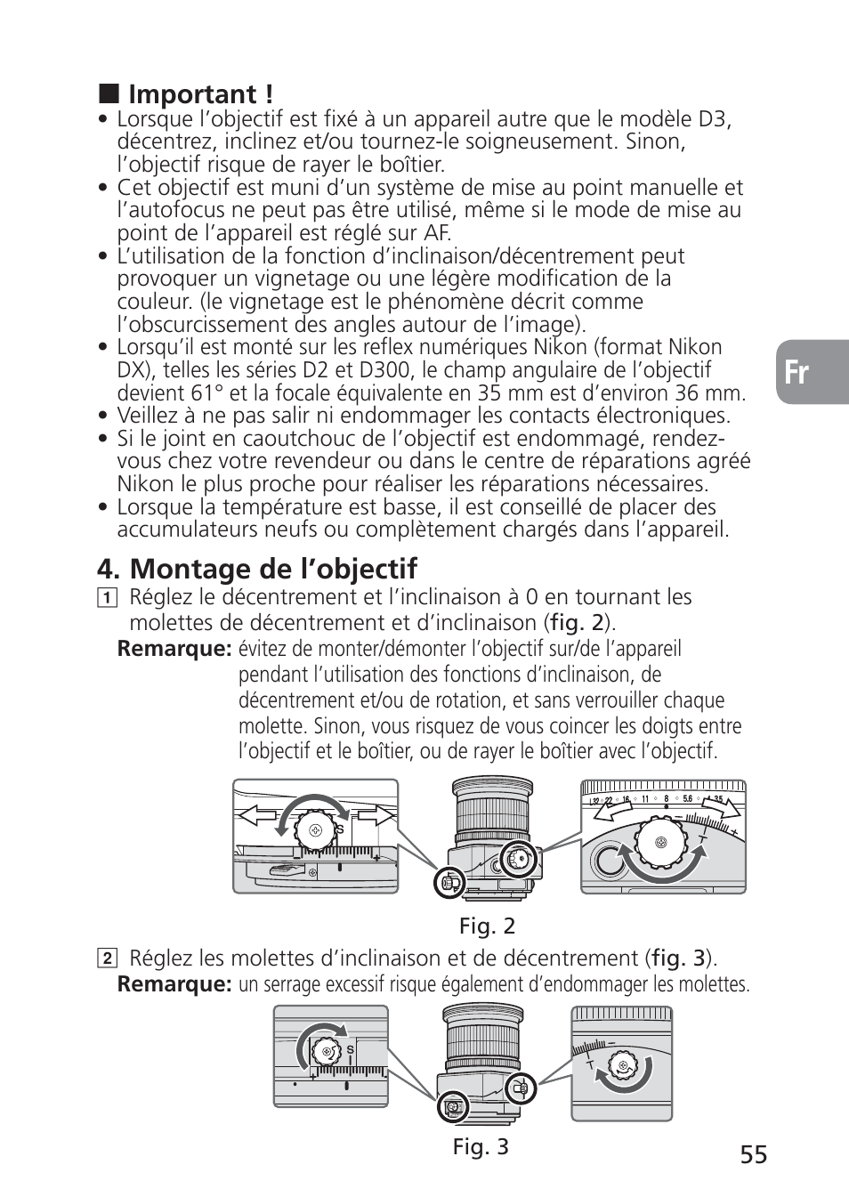 Montage de l’objectif | Nikon PC-E NIKKOR 24mm f-3.5D ED User Manual | Page 55 / 224