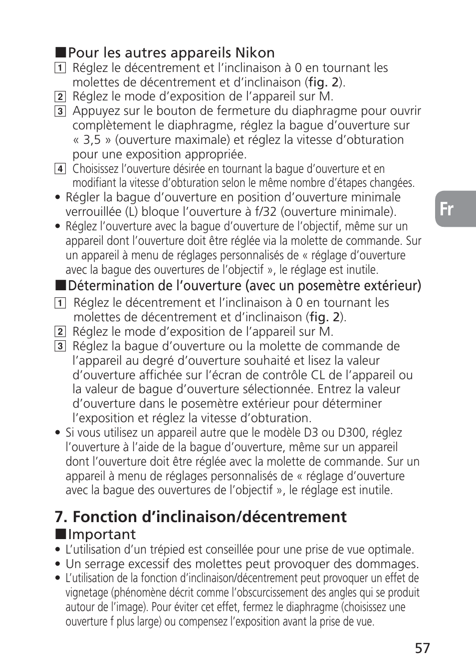 Fonction d’inclinaison/décentrement | Nikon PC-E NIKKOR 24mm f-3.5D ED User Manual | Page 57 / 224