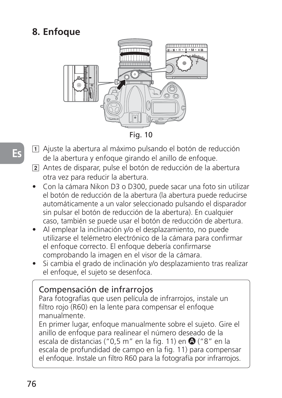 Enfoque | Nikon PC-E NIKKOR 24mm f-3.5D ED User Manual | Page 76 / 224