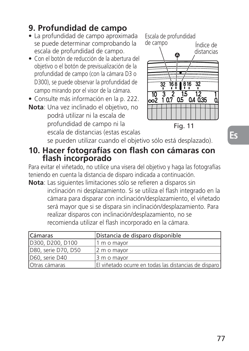 Profundidad de campo | Nikon PC-E NIKKOR 24mm f-3.5D ED User Manual | Page 77 / 224