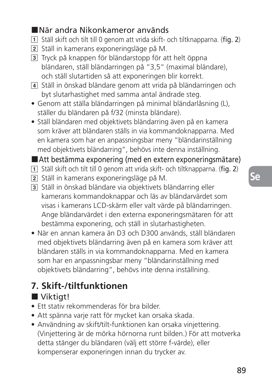 Skift-/tiltfunktionen | Nikon PC-E NIKKOR 24mm f-3.5D ED User Manual | Page 89 / 224