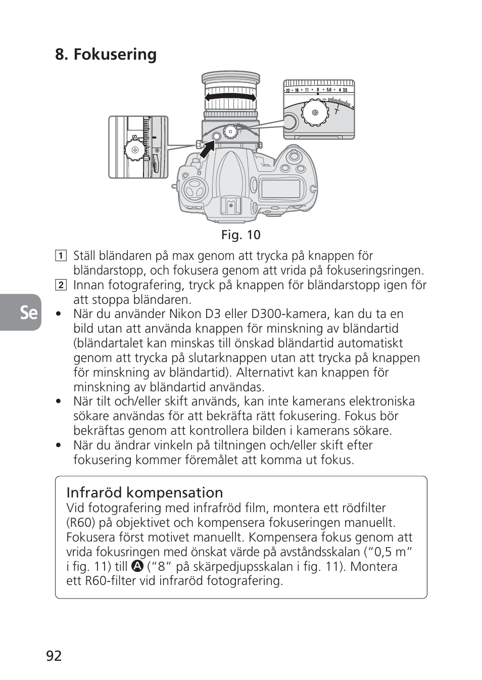 Fokusering | Nikon PC-E NIKKOR 24mm f-3.5D ED User Manual | Page 92 / 224