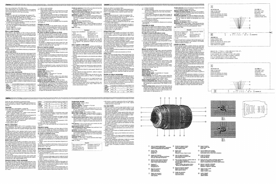 Deutsch, Lens care, Wichtig | Entfernungs-zbrennweiteneinsleilung, Empfohlene einstellscheiben, Schärfentiefe, Verriegelung für kleinste blende, Objektivpfiege | Nikon AF Zoom-NIKKOR 35-70 f-2.8 User Manual | Page 2 / 4