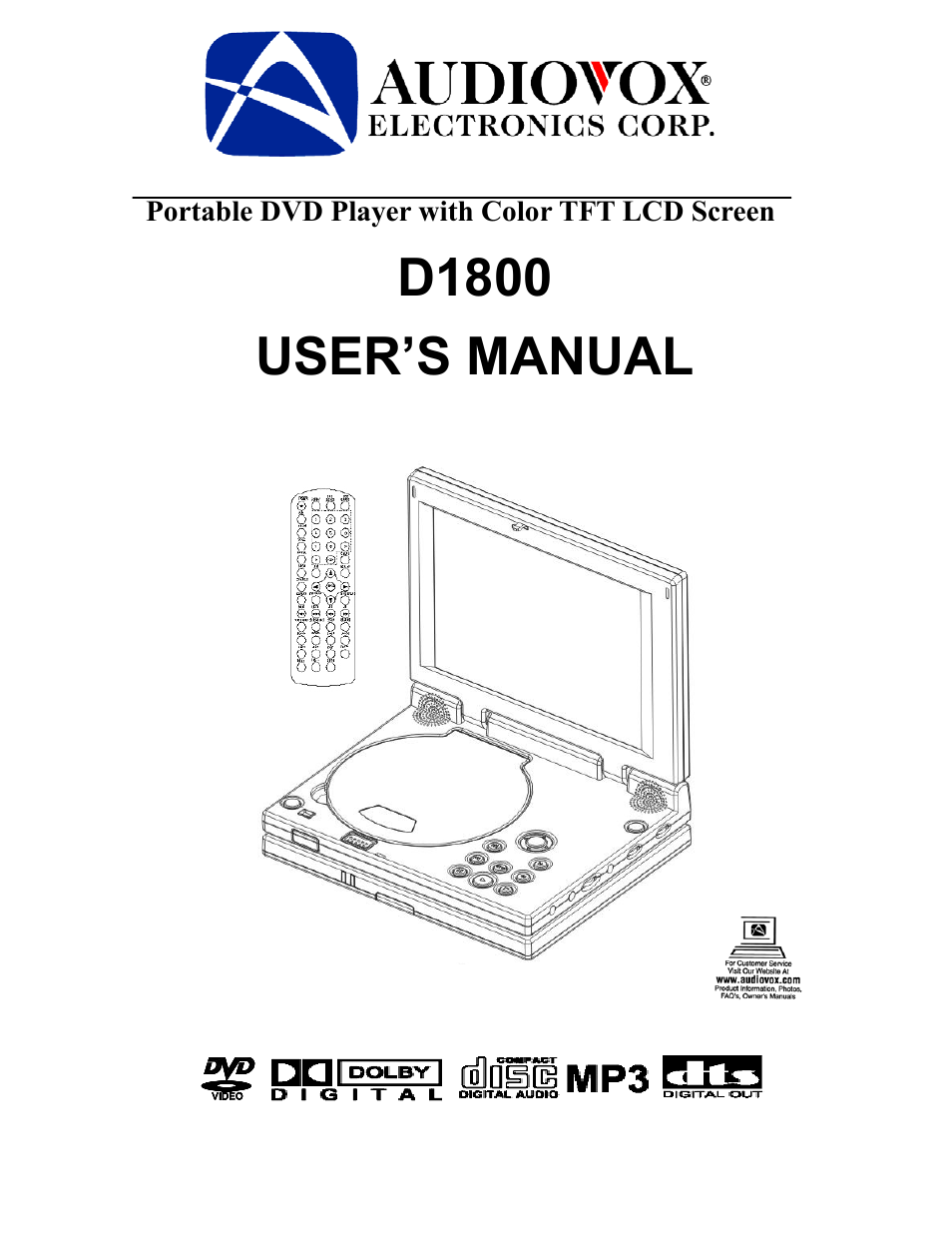 Audiovox D1800 User Manual | 46 pages