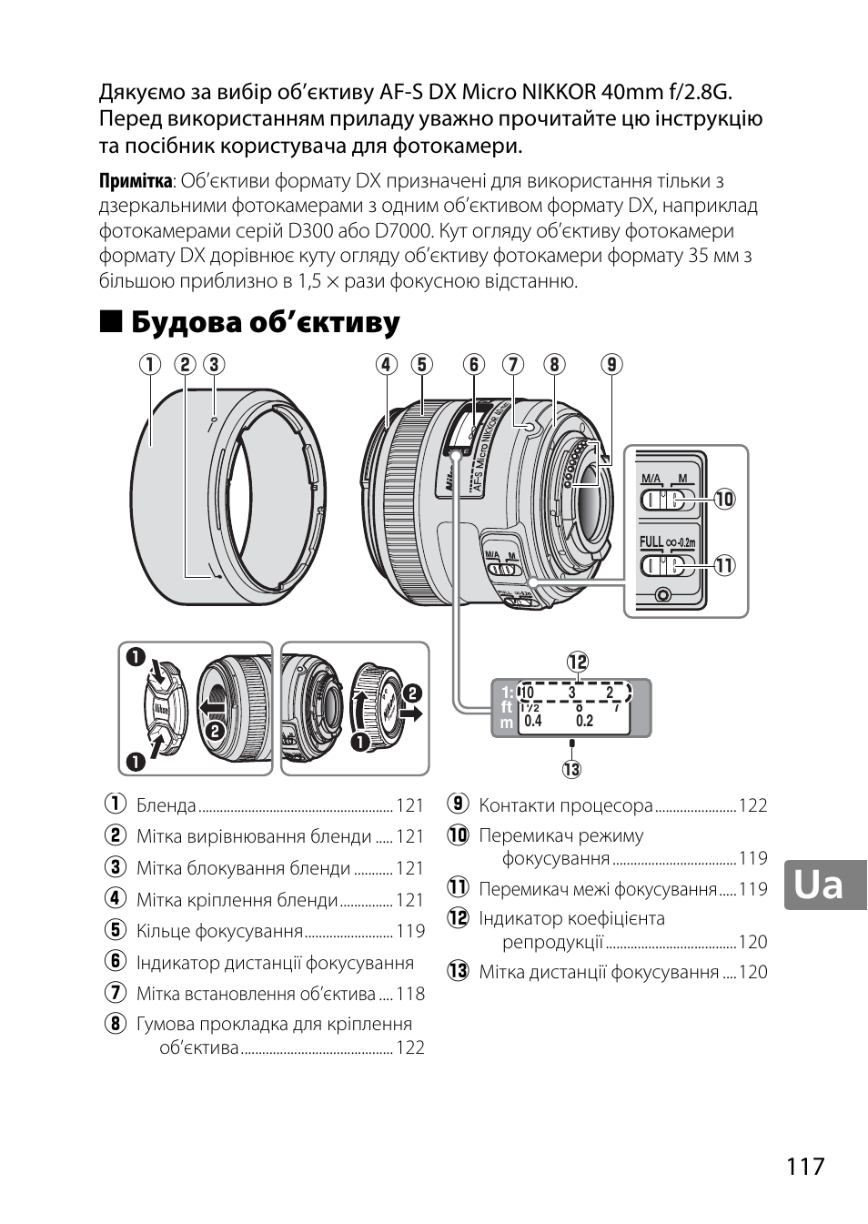 Будова об’єктиву | Nikon AF-S DX Micro- NIKKOR 40mm f-2.8G User Manual | Page 117 / 168