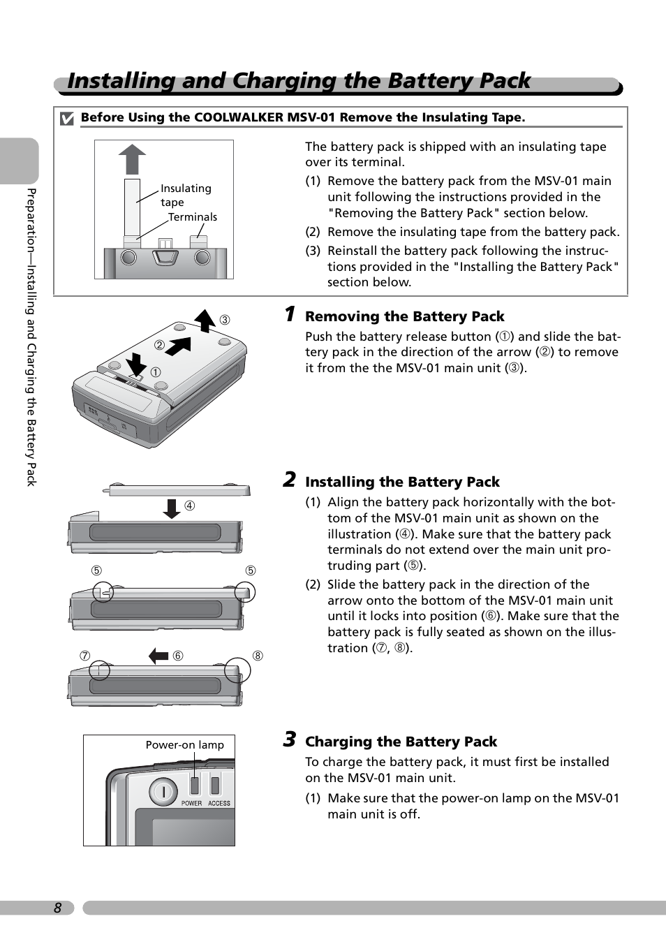 Installing and charging the battery pack | Nikon Coolwalker User Manual | Page 18 / 80