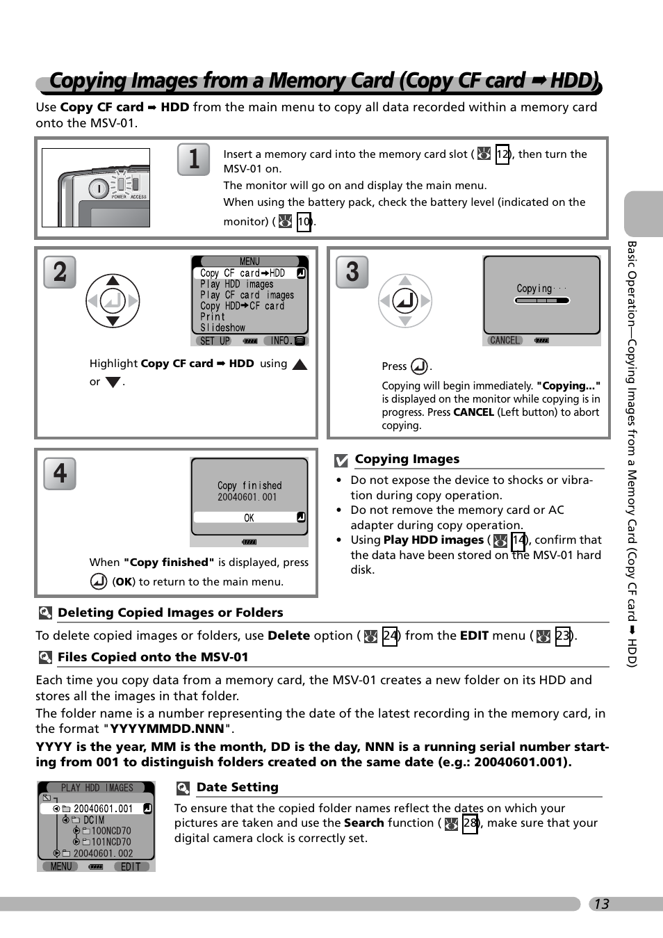 Copying images from a memory card (copy cf card, Hdd) | Nikon Coolwalker User Manual | Page 23 / 80