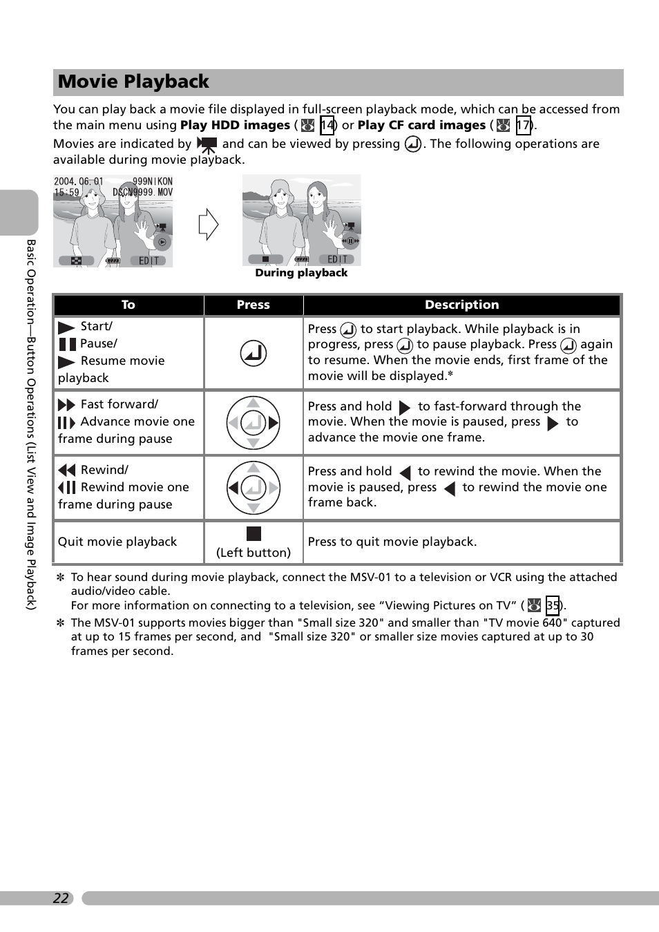 Movie playback | Nikon Coolwalker User Manual | Page 32 / 80