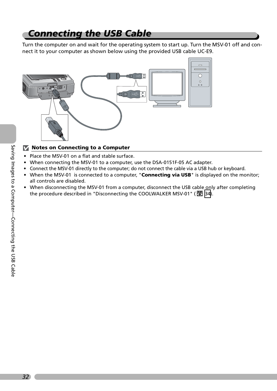 Connecting the usb cable | Nikon Coolwalker User Manual | Page 42 / 80
