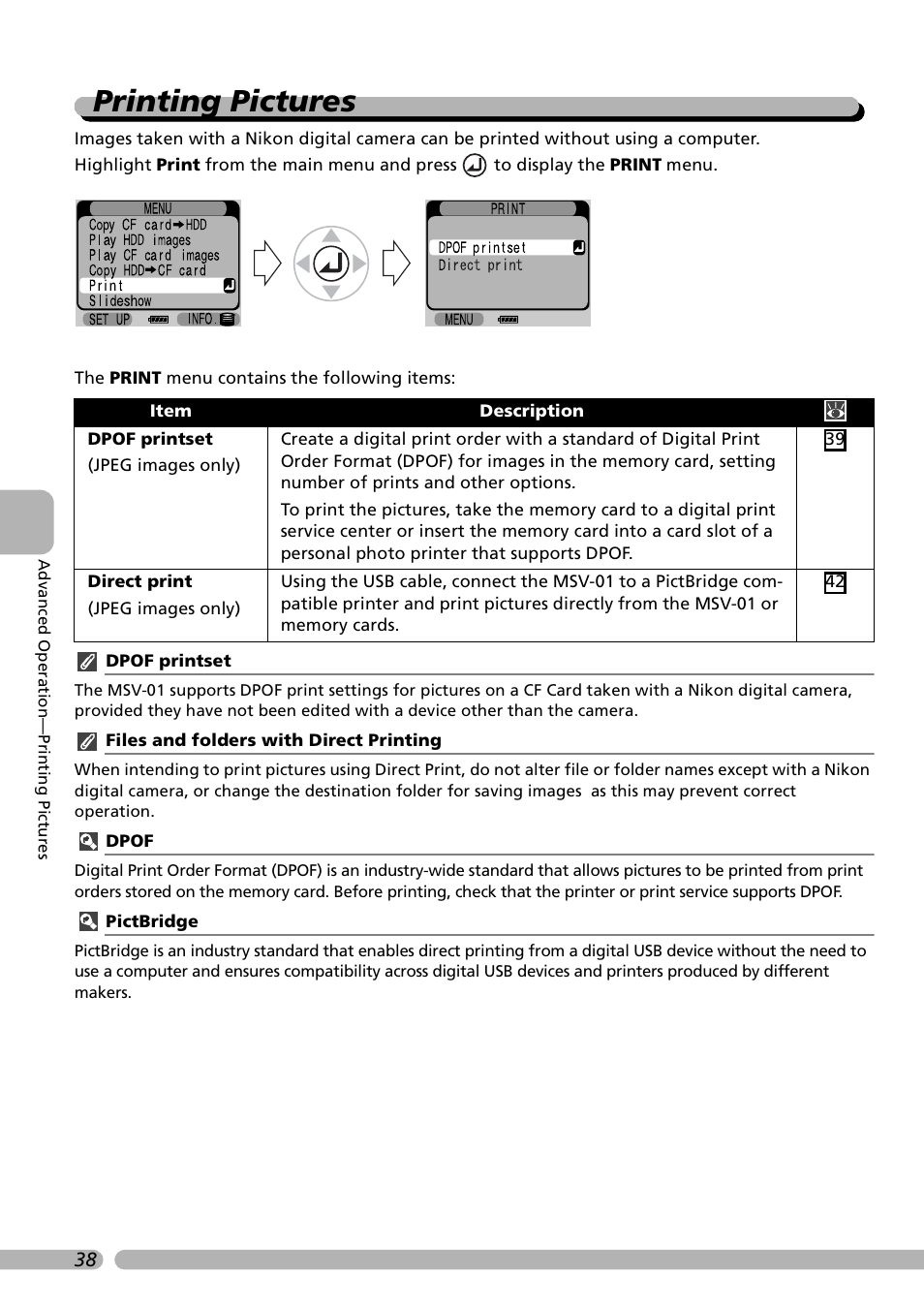Printing pictures | Nikon Coolwalker User Manual | Page 48 / 80