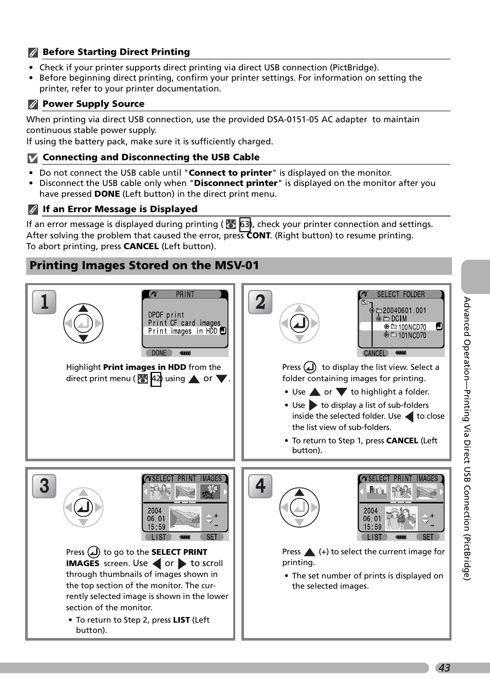 Printing images stored on the msv-01 | Nikon Coolwalker User Manual | Page 53 / 80