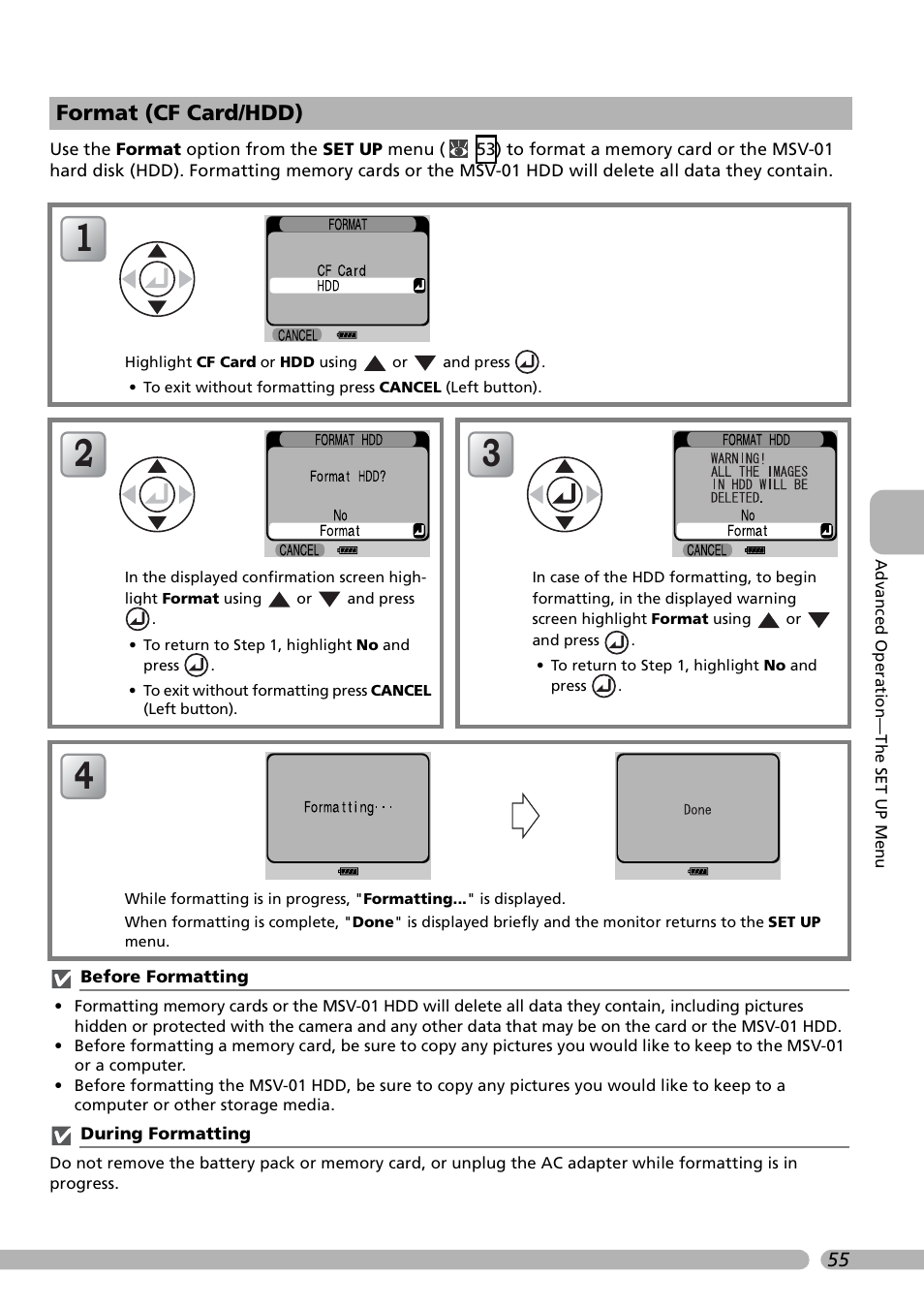 Format (cf card/hdd) | Nikon Coolwalker User Manual | Page 65 / 80
