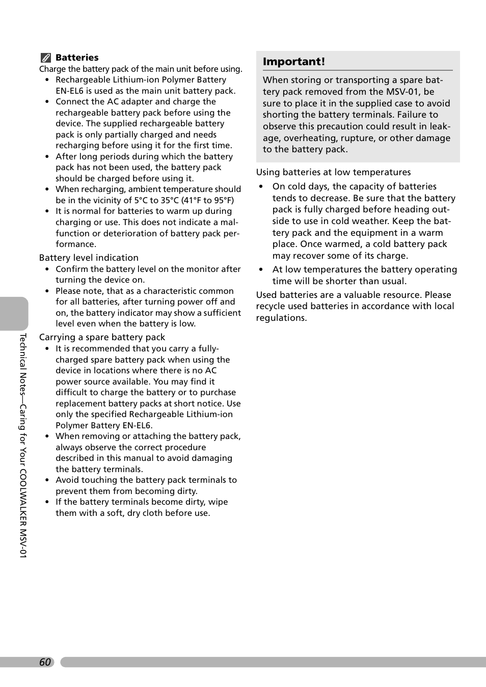 Important | Nikon Coolwalker User Manual | Page 70 / 80