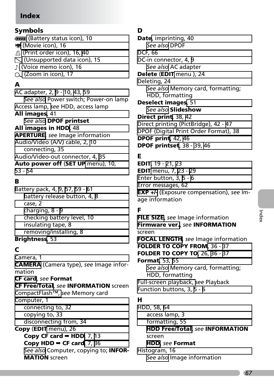 Index | Nikon Coolwalker User Manual | Page 77 / 80