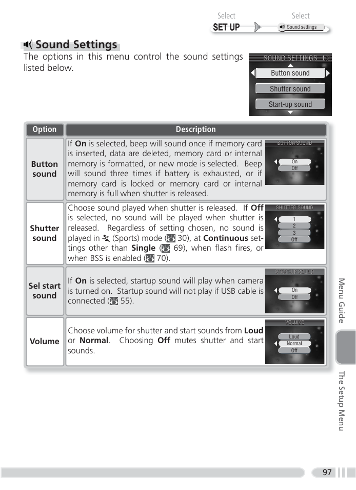 Sound settings | Nikon 4800 User Manual | Page 107 / 125
