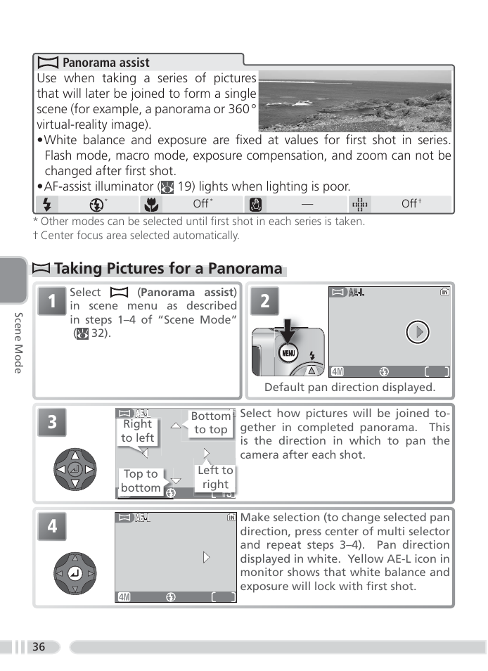 Taking pictures for a panorama | Nikon 4800 User Manual | Page 46 / 125
