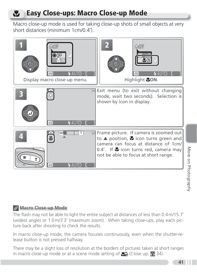 Easy close-ups: macro close-up mode | Nikon 4800 User Manual | Page 51 / 125