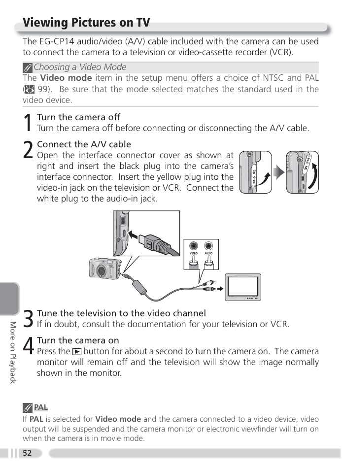 Viewing pictures on tv | Nikon 4800 User Manual | Page 62 / 125