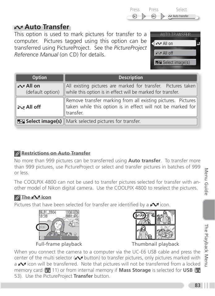 Auto transfer | Nikon 4800 User Manual | Page 93 / 125
