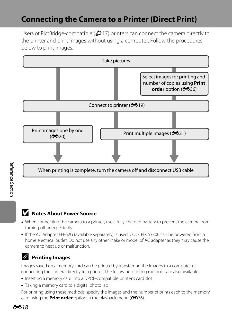Connecting the camera to a printer (direct print) | Nikon S3300 User Manual | Page 122 / 204