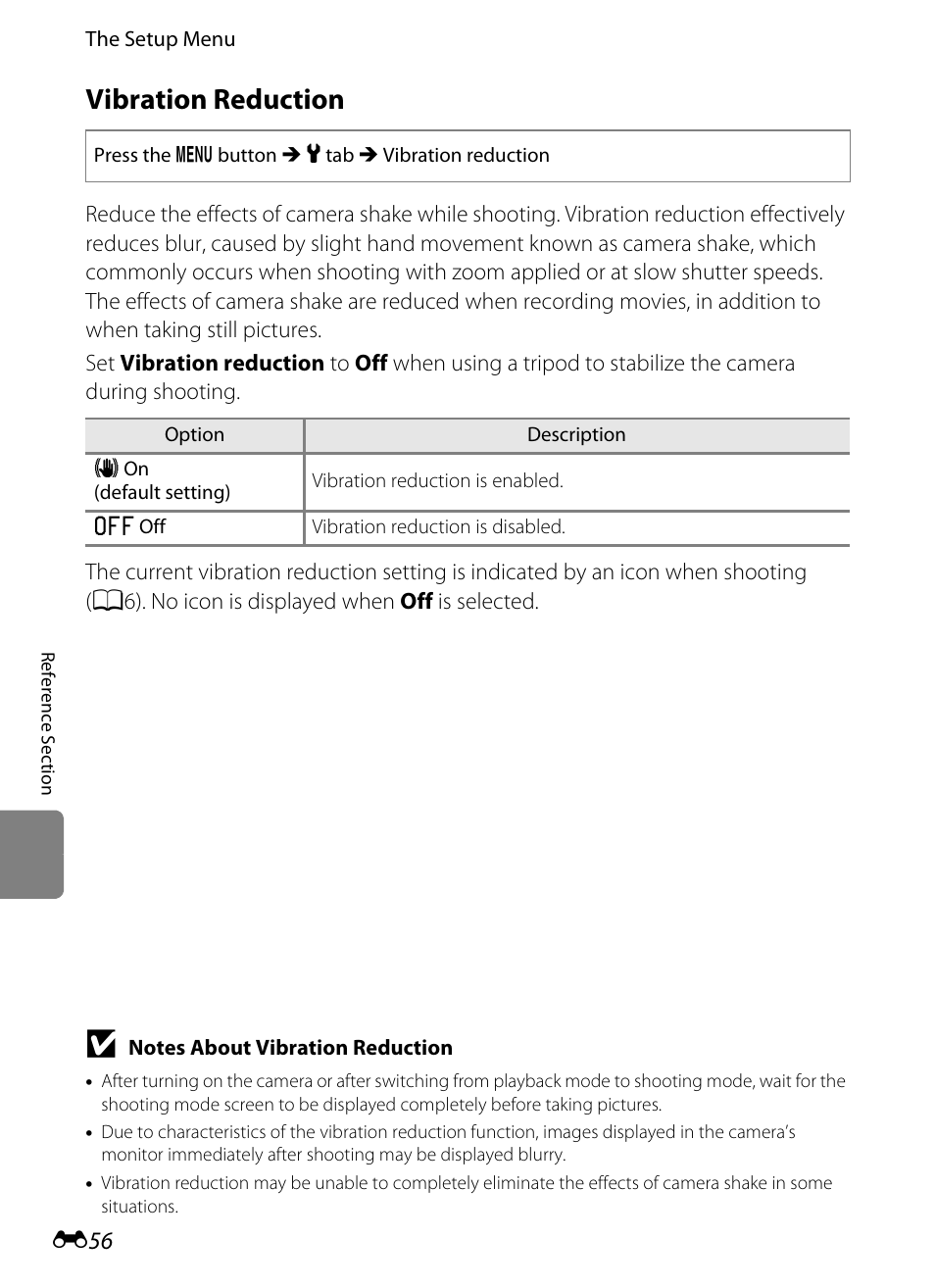 Vibration reduction | Nikon S3300 User Manual | Page 160 / 204