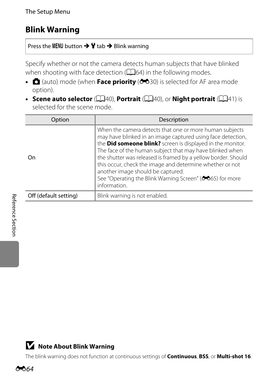 Blink warning | Nikon S3300 User Manual | Page 168 / 204