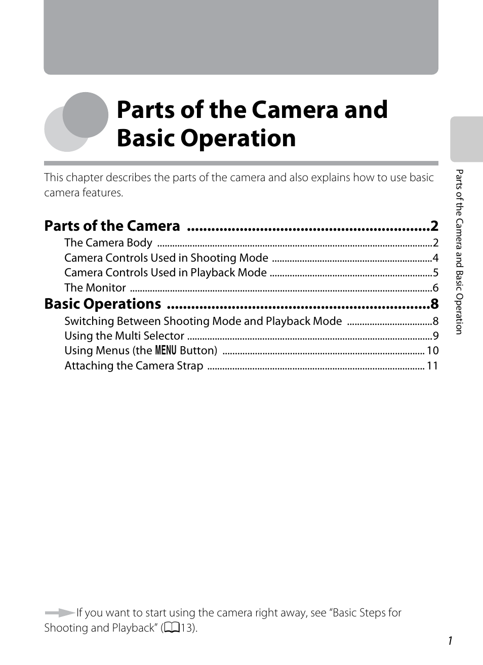 Parts of the camera and basic operation, Ns, see “parts of the camera and basic operation, Parts of the camera | Basic operations | Nikon S3300 User Manual | Page 17 / 204