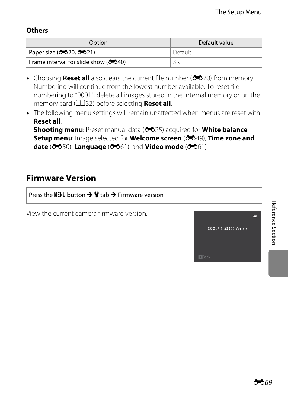 Firmware version | Nikon S3300 User Manual | Page 173 / 204