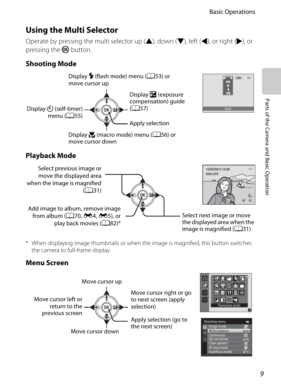 Using the multi selector, Shooting mode playback mode, Menu screen | Nikon S3300 User Manual | Page 25 / 204