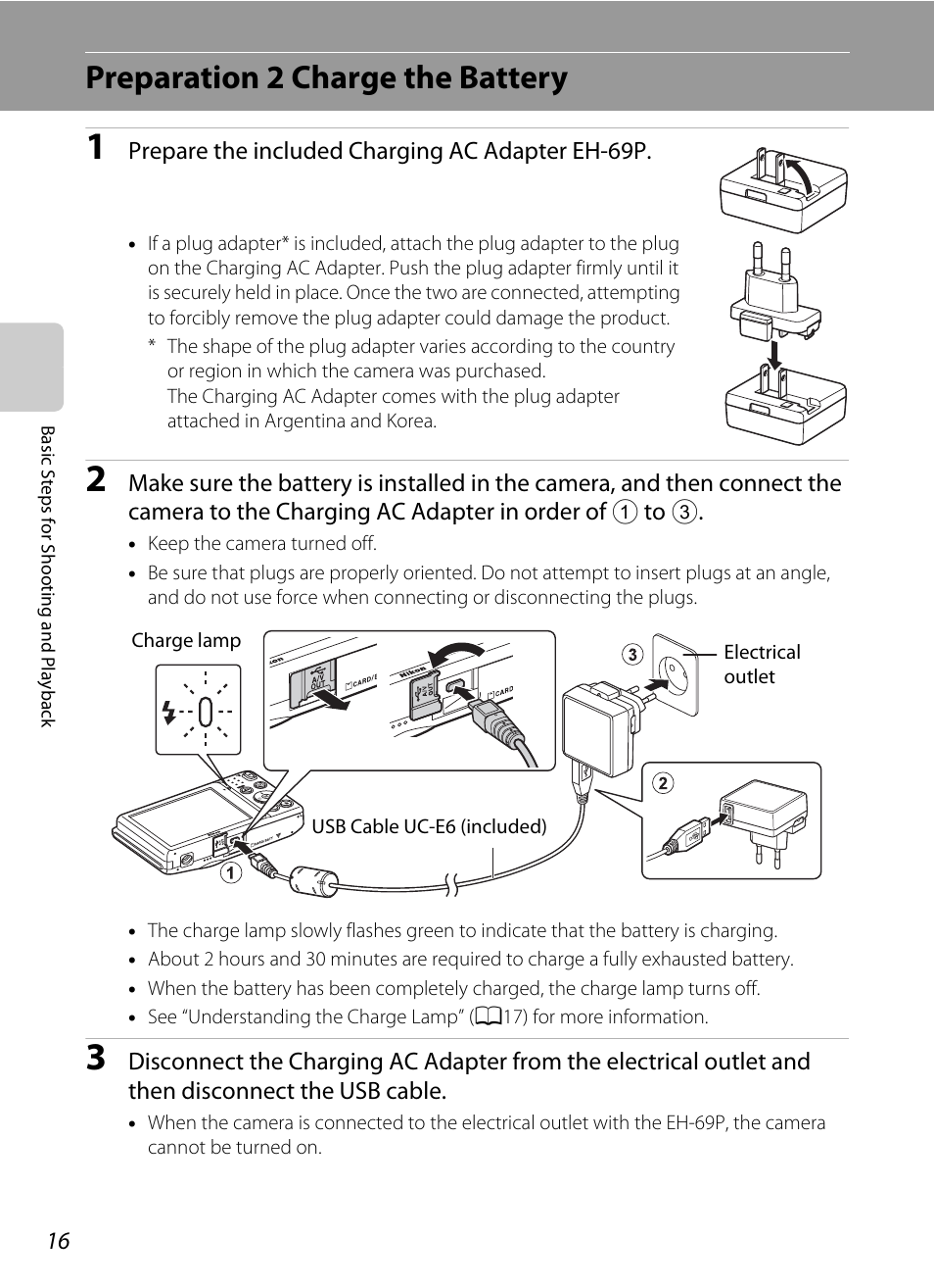 Preparation 2 charge the battery | Nikon S3300 User Manual | Page 32 / 204