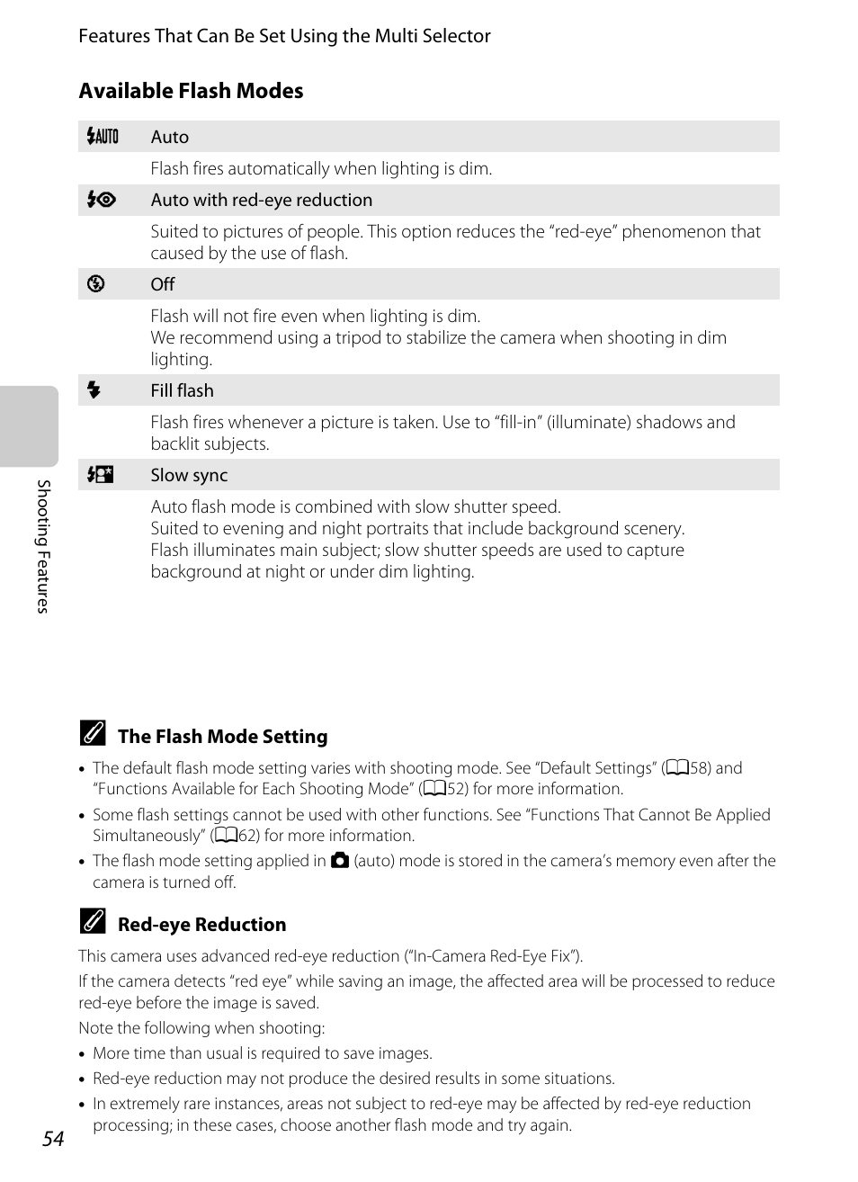 Available flash modes | Nikon S3300 User Manual | Page 70 / 204