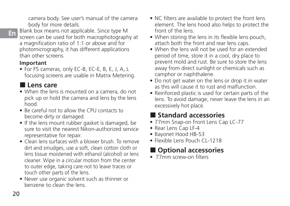 Nikon AF-S VR 24-120mm f-4G ED User Manual | Page 20 / 152