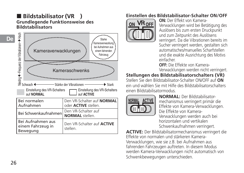 Jp en de fr es se ru nl it cz sk ck ch kr, Bildstabilisator | Nikon AF-S VR 24-120mm f-4G ED User Manual | Page 26 / 152