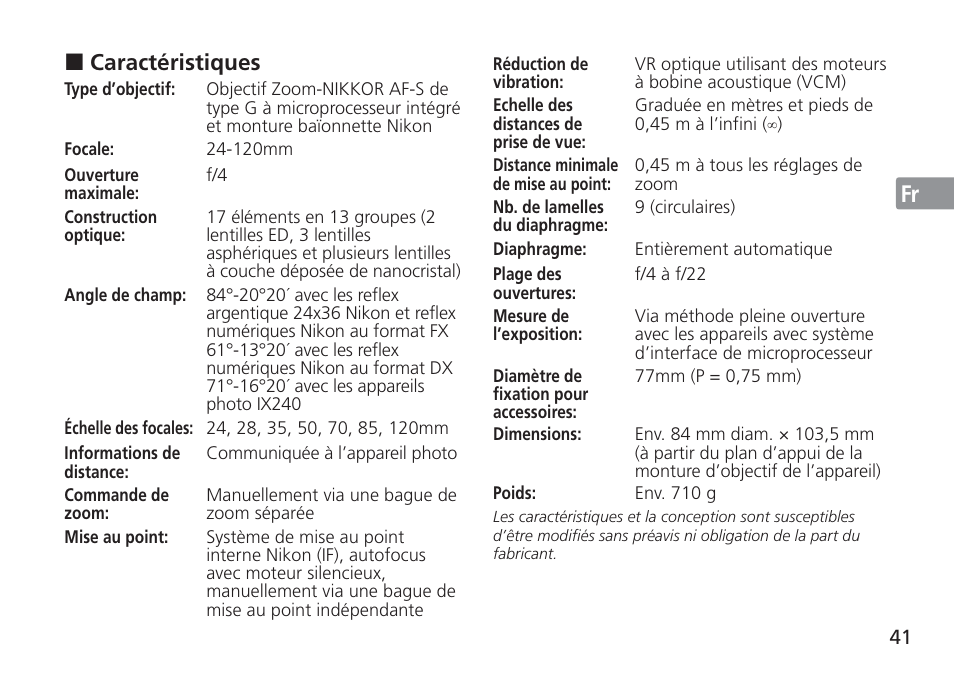 Jp en de fr es se ru nl it cz sk ck ch kr | Nikon AF-S VR 24-120mm f-4G ED User Manual | Page 41 / 152